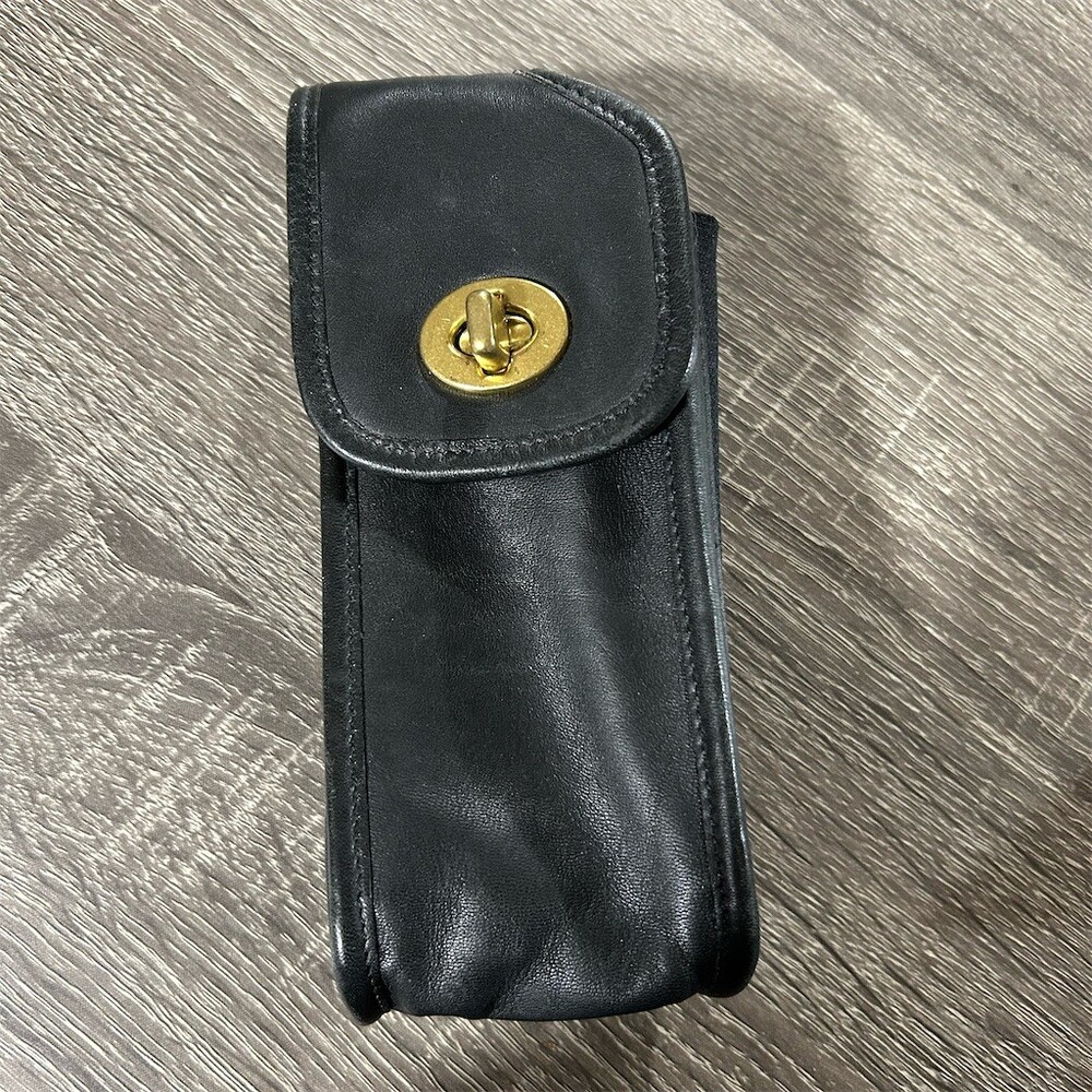 Coach Vintage Cell Phone Case Womens Small Black Belt Clip Pouch Turnlock